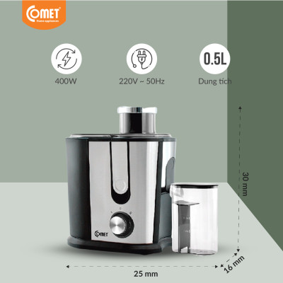 Máy ép trái cây Comet CM9838 công suất 400W – ép nhanh, lọc bã riêng, dung tích 0.5L – Hàng chính hãng, bảo hành 12 tháng