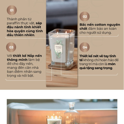Nến ly vuông Elevation Yankee Candle size S - Sea Minerals (96g)