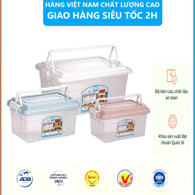 Hộp lạnh 2 quai Việt Nhật 3 size, Hộp đựng thực phẩm, bảo quản thức ăn , Hộp đựng đồ đa năng có quai xách tiện lợi - Hàng Việt Nam
