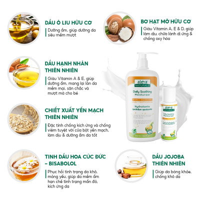 Sữa dưỡng thể cho bé giúp làm mịn da, giảm ngứa ngáy Aleva Naturals (chai 240ml/60ml)