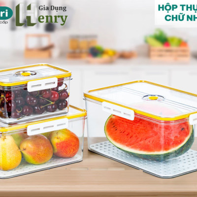 Bộ hộp thực phẩm chữ nhật HOKORI 6560, Bộ hộp đựng thực phẩm Nhựa Việt Nhật cao cấp có khóa cài chắc chắn - Hàng Việt Nam