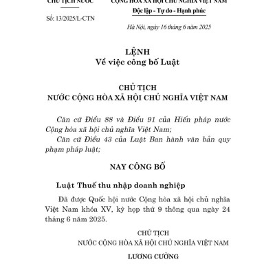 Luật thuế thu nhập doanh nghiệp năm 2025 - bản in 2025