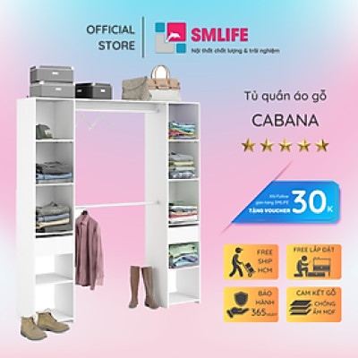 Tủ để quần áo bằng gỗ thiết kế tiện lợi SMLIFE Cabana
