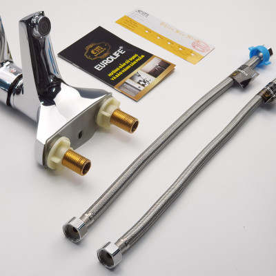 Vòi Lavabo 2 chân Đồng mạ Chrome Eurolife EL-IRIS03 ( Trắng bạc)