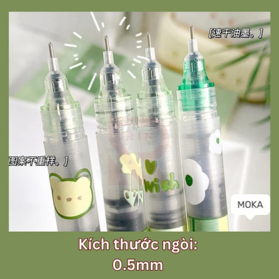 Bộ bút mực Gel nước / Bộ bút bi mực gel mực đen ngòi 0.5mm dùng ghi chép dành cho học sinh, sinh viên, văn phòng – Bộ 4 cây