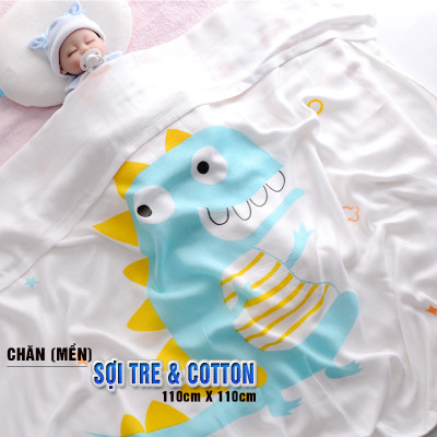 Chăn (mền) đũi cho bé từ sơ sinh đến tiểu học chất liệu sợi tre thiên nhiên và sợi Cotton, loại siêu mềm mịn, KT: 110x110cm, Bamboo Home - hàng chính hãng BBH09