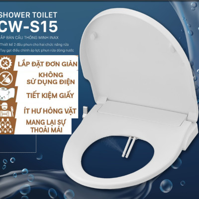 Nắp bồn cầu tự rửa thông minh xịt rửa, vệ sinh phụ nữ INAX CW-S15 (Hàng chính hãng)