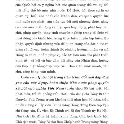 Quốc Hội trong tiến trình đổi mới đáp ứng yêu cầu xây dựng, hoàn thiện nhà nước pháp quyền xã hội chủ nghĩa ở Việt Nam - bản in 2024