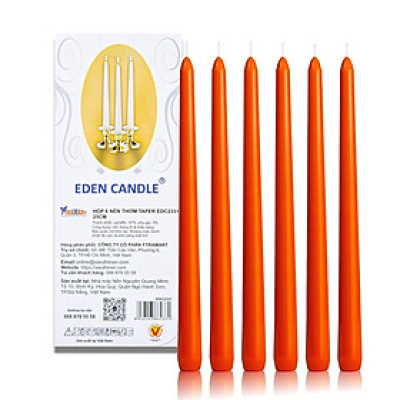 Hộp 6 nến thơm taper Eden Candle FTRAMART EDC2331 25 cm (Cam bí ngô)