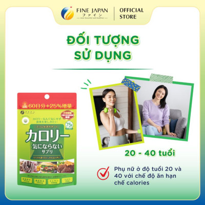Viên uống chống hấp thụ Calories Burn FINE JAPAN hạn chế hấp thụ tinh bột & chất béo gói 375 viên (75 ngày)