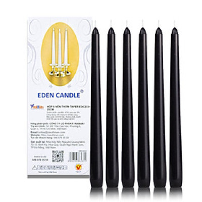 Hộp 6 nến thơm taper Eden Candle FTRAMART EDC2331 25 cm (Đen)