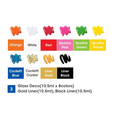 Hộp bút vẽ trang trí trên kính Hàn Quốc AMOS Glass Deco Ice Jewelry Kit: GD10P10IJ - Chủ đề Nhẫn và vòng tay