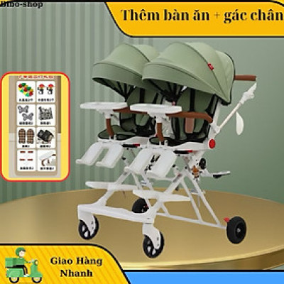 Xe đôi đẩy em bé đôi nhẹ có thể ngồi và nằm- gấp gọn khi đi du lịch ( sẵn hàng)