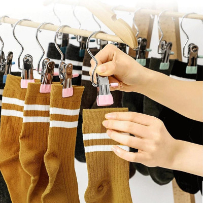 Set 20 Móc Treo Đồ Có Kẹp Chống Trượt, Kẹp Đơn Phơi Quần Áo Đa Năng Bằng Thép Không Gỉ Bọc Nhựa PVC Chắc Chắn