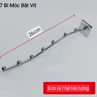 combo 10 Móc treo quần áo shop thời trang dạng bi cong inox - 9 bi 7 bi - ( loại cài và bắt vít )