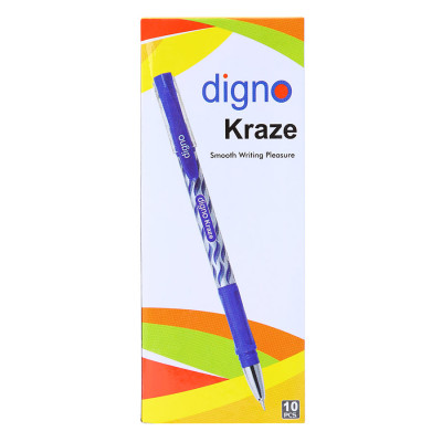 Hộp 10 Cây Viết Bi Gel Đậy Nắp Digno Kraze - Mực Xanh