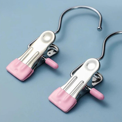 Set 20 Móc Treo Đồ Có Kẹp Chống Trượt, Kẹp Đơn Phơi Quần Áo Đa Năng Bằng Thép Không Gỉ Bọc Nhựa PVC Chắc Chắn