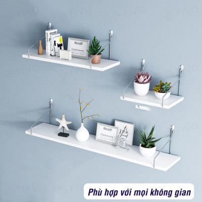 Kệ Trang Trí Treo Tường  Gỗ FIVO Mã FB40 Không Cần Khoan Tặng Kèm Đinh 4 Chân Chịu Lực Lên Đến 10KG Với Móc Treo Inox Dễ Dàng Gắn Lên Tường