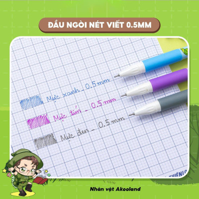 Hộp 20 Bút Gel 0.5 mm - Nhân Vật Akooland Tahi - Thiên Long Gel-012/AK - Mực Đen