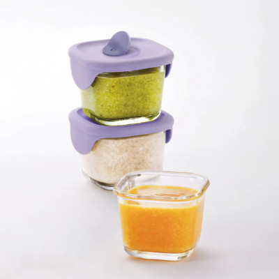 Hộp thủy tinh đựng thức ăn dặm cho bé LocknLock có vạch chia dung tích 230ml x 3 hộp LLG508S3ORG / LLG509S3PUP