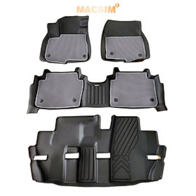 Thảm 2 lớp (sd3) dạng lưới lục giác cho Honda CRV 2017-2022 bề mặt cao su siêu sạch nhãn hiệu Macsim- màu ghi