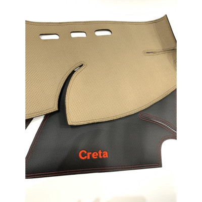 Thảm taplo da carbon xe Hyundai Creta 2022, 2023 chống nóng tốt, chống trơn trượt, vừa khít theo xe, vân cacbon cao cấp