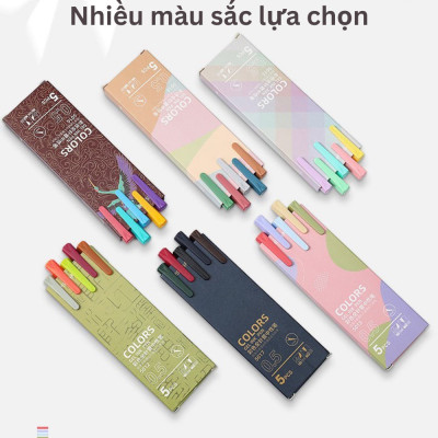 Bộ bút Gel nhiều màu/ Bộ bút mực nhiều màu ngòi 0.5mm – Bộ 5 cây