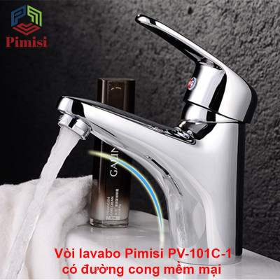 Vòi chậu rửa mặt nóng lạnh Pimisi cho chậu lavabo 1 lỗ bằng đồng thau - mạ crom, niken sáng bóng dùng trong nhà tắm - điều chỉnh nước bằng gật gù nóng lạnh gắn trên bồn chậu rửa mặt treo tường - bàn đá - mặt trên chậu rửa | Hàng chính hãng