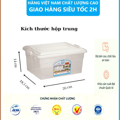 Hộp lạnh 2 quai Việt Nhật 3 size, Hộp đựng thực phẩm, bảo quản thức ăn , Hộp đựng đồ đa năng có quai xách tiện lợi - Hàng Việt Nam