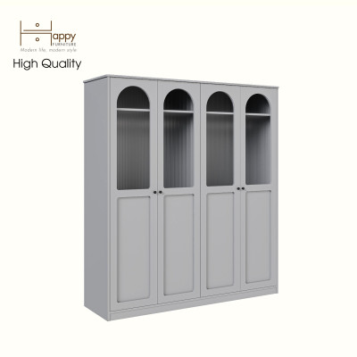 [Happy Home Furniture] SISEEL, Tủ quần áo cửa kính 4 cửa mở , 180cm x 54cm x 200cm ( DxRxC), TCM_186