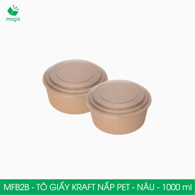 MFB2B - 1000ml - 100 Tô giấy Kraft nâu nắp PET - Bát giấy đựng thực phẩm