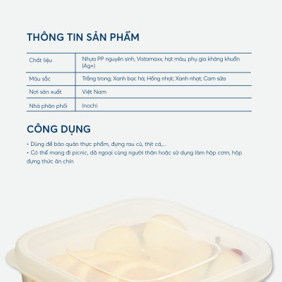 Bộ 3 hộp thực phẩm vuông Hokkaido 500-1000-2000ml ( Tặng kèm Sticker) - INOCHI - chất lượng tiêu chuẩn Nhật Bản