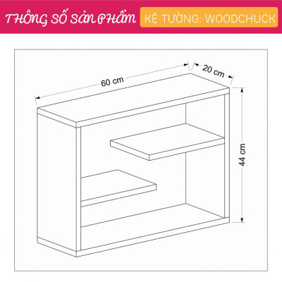 Giá đỡ sách trưng bày phòng khách treo tường SMLIFE Woodchuck