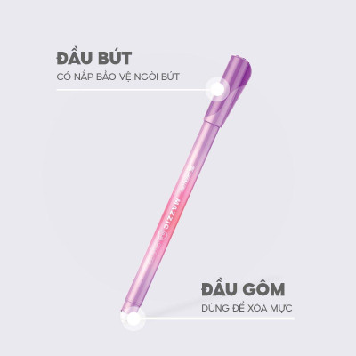 Hộp 20 Bút Gel Xóa Được 0.5 mm - Mazzic Thiên Long GELE-006 - Mực Tím