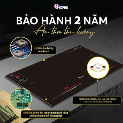 Bếp Điện Từ Đôi Nhập Khẩu SOWUN SW1228 ,Mặt Kính CERAMIC Cao Cấp Chịu Được Nhiệt Độ Cao