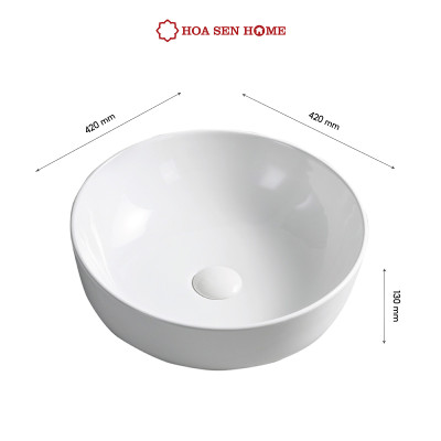 Lavabo đặt bàn TUSLO L006 chất liệu gốm sứ tráng men, lớp phủ Ceramic công nghệ men Nano kháng khuẩn - Hoa Sen Home - Hàng chính hãng