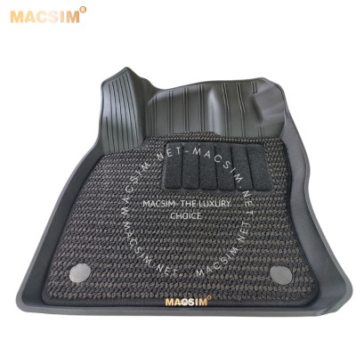 Thảm lót sàn 2 lớp xe ô tô VOLKSWAGEN TIGUAN L 2018- đến nay Nhãn hiệu Macsim 3W chất liệu nhựa TPE đúc khuôn cao cấp - màu đen