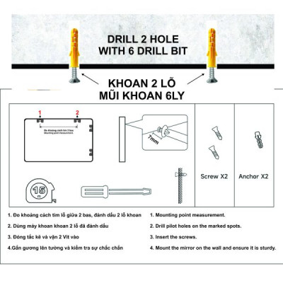 Combo Gương Soi Kibath KT 65x80cm Khung Hợp Kim Nhôm KB-165
