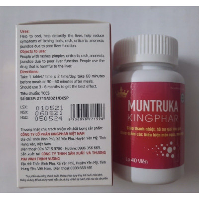 Viên uống mụn trứng cá Muntruka Kingphar, lọ 40v,