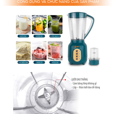 Máy Xay Sinh Tố Comet CM9952 – 450W, Cối Nhựa Kháng Vỡ 1.5L, Lưỡi Dao Inox Sắc Bén - Hàng chính hãng