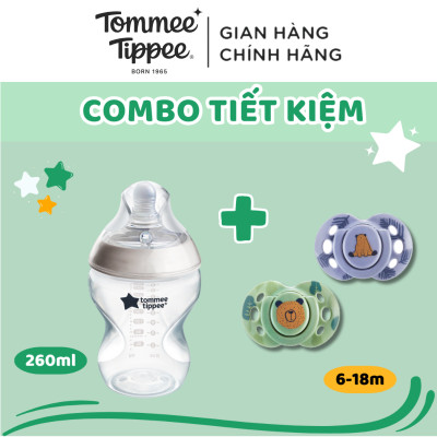 COMBO Ty ngậm Vui Nhộn Tommee Tippee FunFriends 6-18m & Bình Sữa Ty Siêu Mềm Tự Nhiên Tommee Tippee 260ml