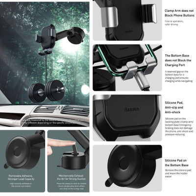 Giá đỡ điện thoại Baseus Tank Gravity Car Mount Holder with Suction Base SUYL - Hàng chính hãng