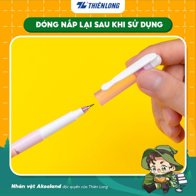 Combo 5/10/20 Bút lông kim Thiên Long FL-04/AK - Nét viết 0.3mm mảnh nhỏ Mực đều liên tục, nhân vật Akooland Tahi