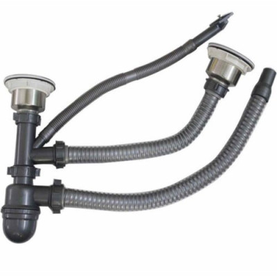 Combo chậu rửa chén bát inox hai hố cân 8245, vòi rửa bát inox rút dây 01, bộ xả chậu, bình xà phòng, rá inox đa năng