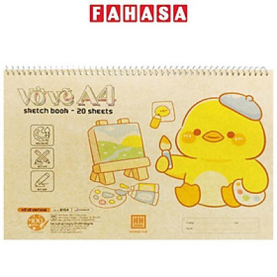 Vở Vẽ Lò Xo Vintage A4 - 20 Tờ 100gsm - Hồng Hà 8154