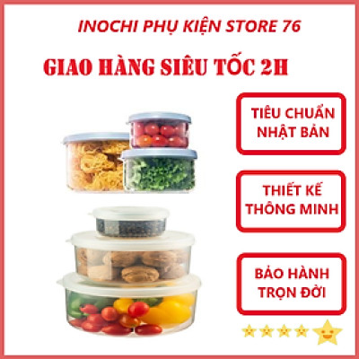 Bộ 3 Hộp Đựng Thực Phẩm Tròn Hokkaido Xuất Nhật - Hàng Chính Hãng ( Tặng Kèm Khăn Lau PaKaSa )