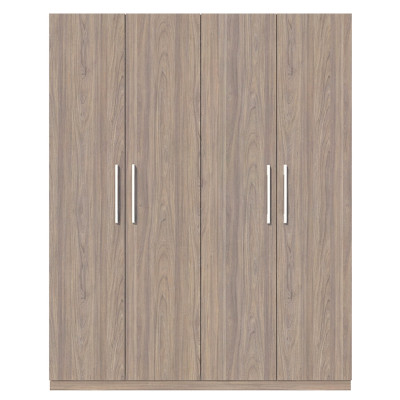 Tủ quần áo gỗ MDF Tundo 4 cánh 2 ngăn treo màu xám 180 x 55 x 220cm