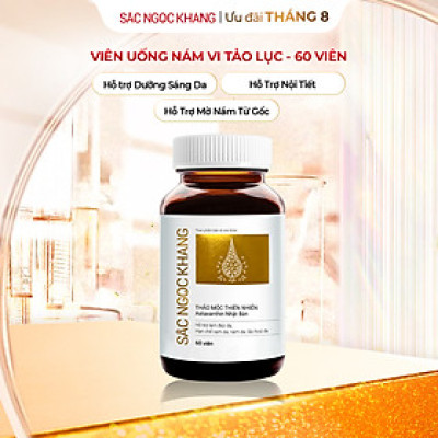 Viên uống Sắc Ngọc Khang Vi tảo lục (60 viên) giúp trẻ hóa làn da xua tan vết nám, hỗ trợ cân bằng nội tiết tố, bổ huyết, điều kinh, hỗ trợ giảm các triệu chứng tiền mãn kinh
