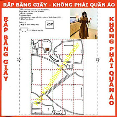 Rập giấy A0 mã 1441- đầm xòe cổ chân (BẢN VẼ)