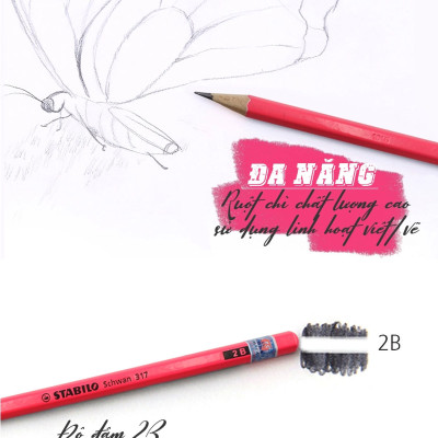 Hộp bút chì thân màu neon (PC317/12-2B) - Hộp 12 bút thân màu trắng + Gôm tẩy ER198 (PC317W/12-2B+)